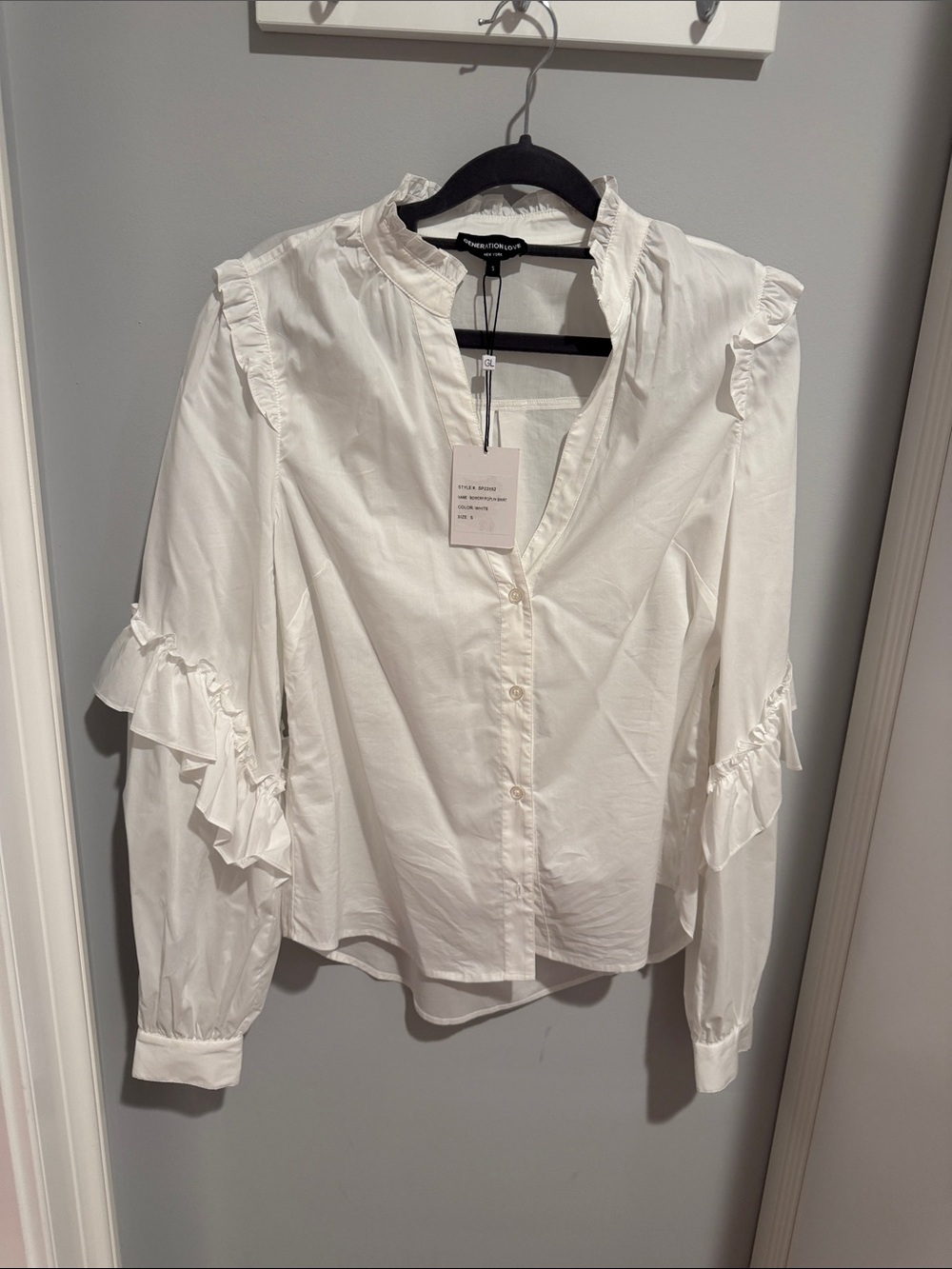 Generation Love White Ruffle-Trim Button-Front Blouse